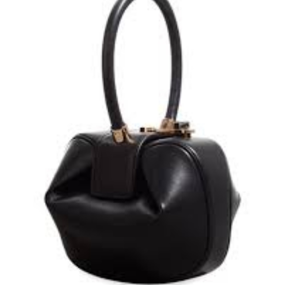 BLACK CALF LEATHER 'DINNER BAG' GOLD LOCK CLOSURE